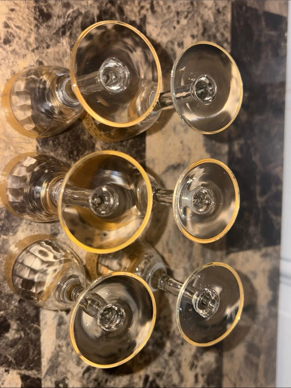 Vintage Elegant Gold-Trimmed Crystal Liqueur Glasses - Set of 6